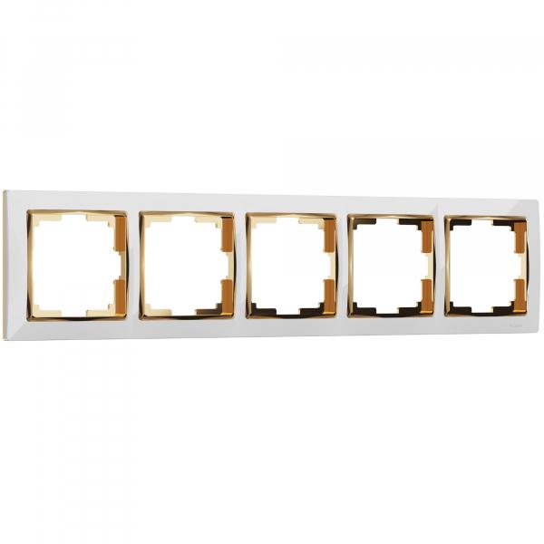 Werkel  Snabb Белый-Золото Рамка 5-местная WL03-Frame-05-white-GD a035257